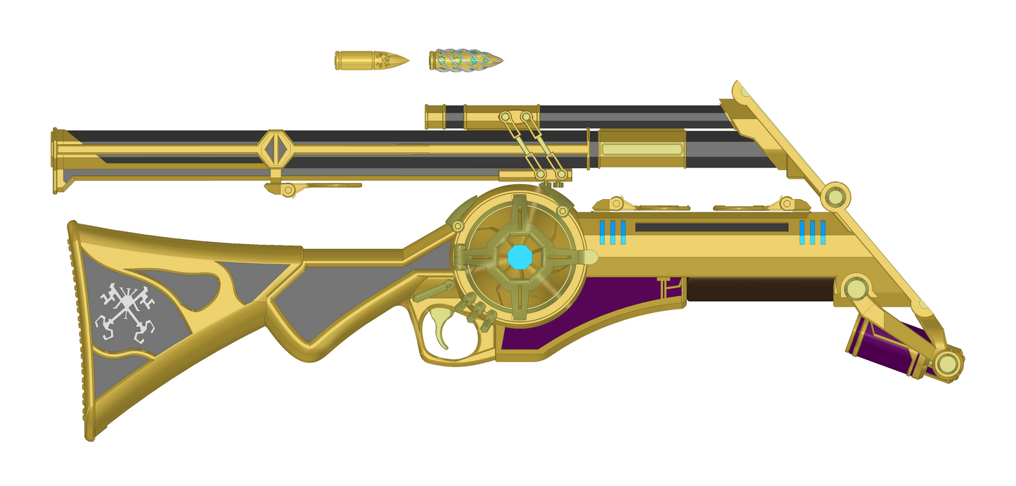 Caitlyn Rifle Season 2 Cosplay Prop Version 1 | Plastic non-functional display prop | Folding and Extending Versions | By Collins Creations 3D