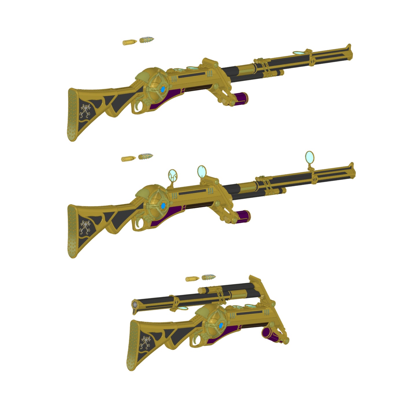 Caitlyn Rifle Season 2 Cosplay Prop Version 1 | Plastic non-functional display prop | Folding and Extending Versions | By Collins Creations 3D