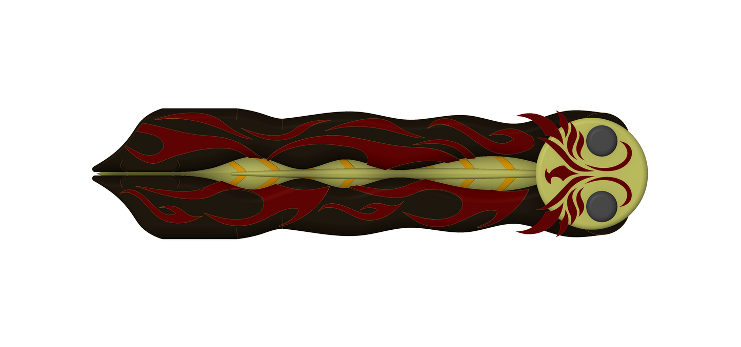 Phoenix Themed Butterfly Knife/Balisong Knife Props | The Dragon Prince Inspired | Functional Design with moving parts | By Collins Creations 3D