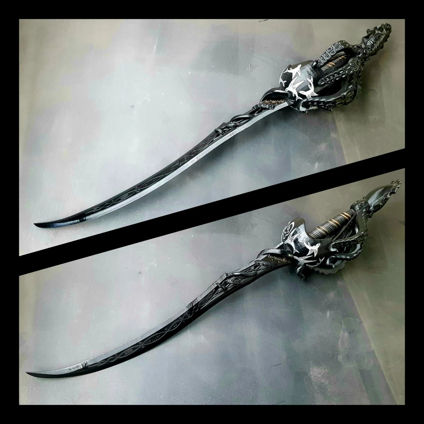 Elven Style Pirate Octopus Cutlass | Octopus Scimitar | Giant Squid Flying Fish Design | By CC3D