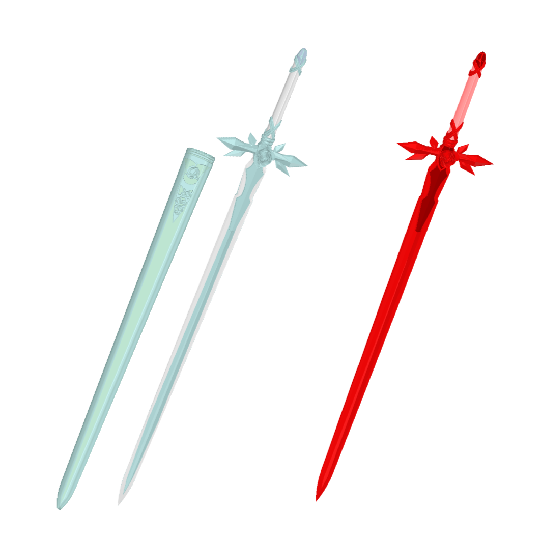 Blue/Red Rose SAO Sword | Eugeo/Kirito Sword | Sword Art Online | Matching Scabbard, Display Plinth Available | By CC3D