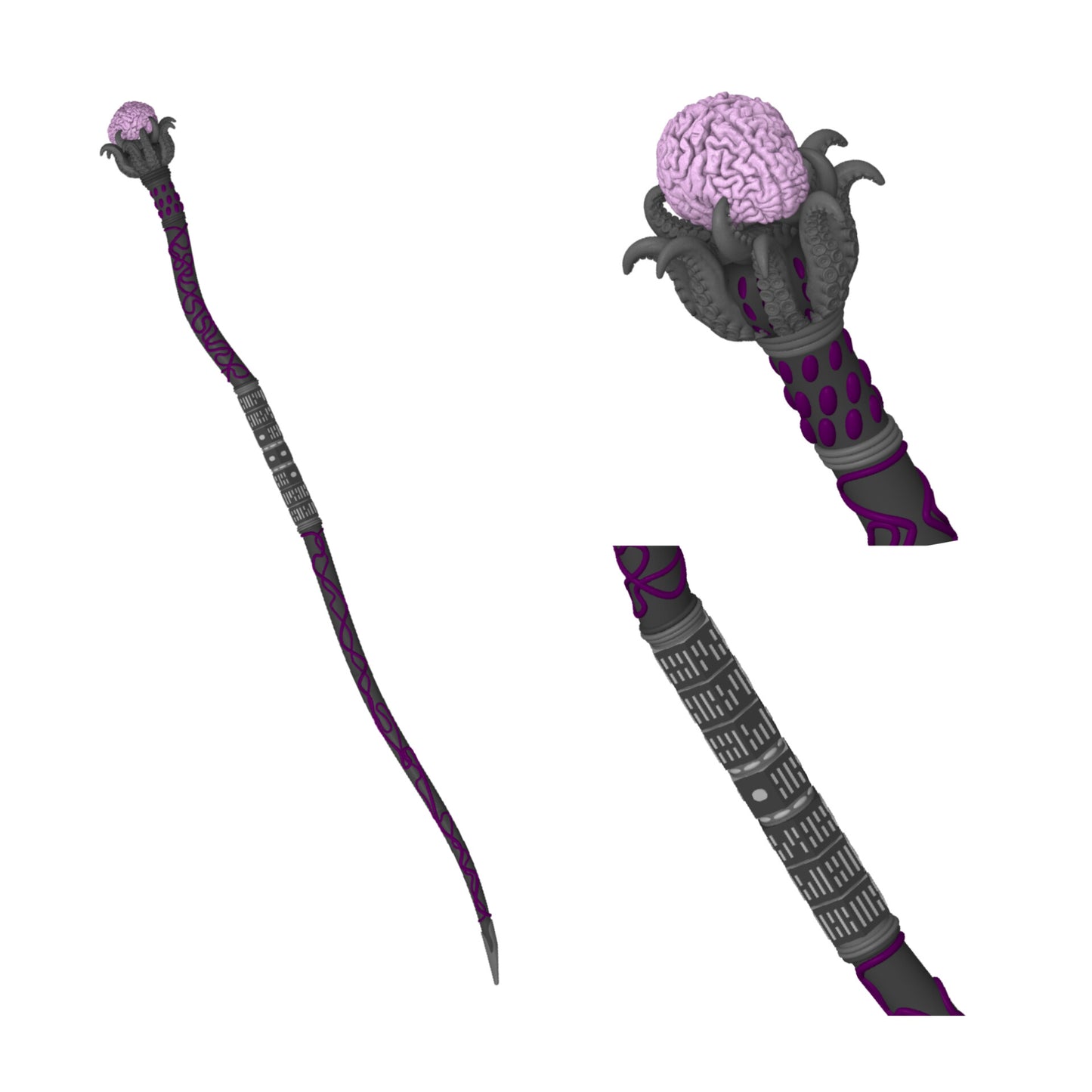 Mind Flayer Staff | Ilithid Wizard Quarterstaff | By Collins Creations 3D