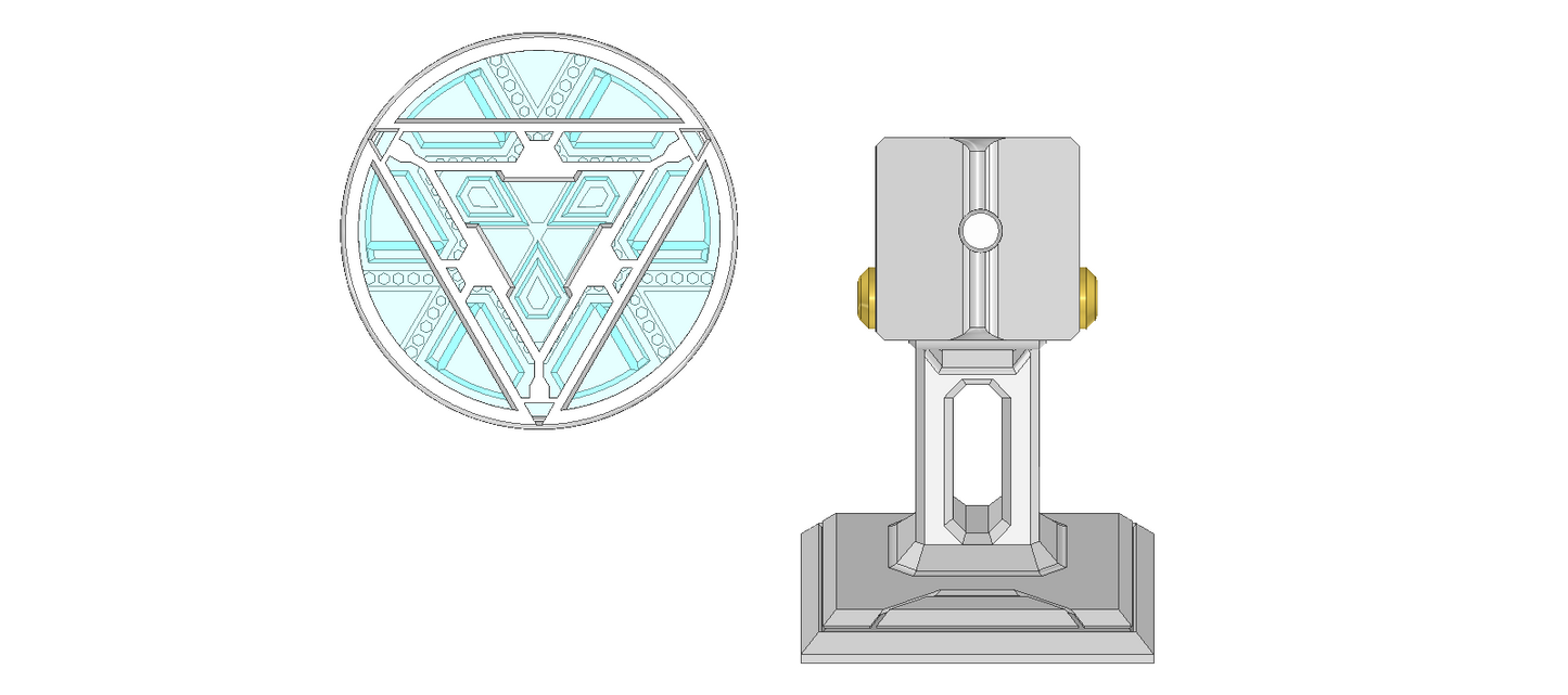 Mark 42 / Mk 42 Arc Reactor Ironman | Ironman 3 | Endgame | Avengers | Illumination and Wearable | Optional Display Plinth | By CC3D