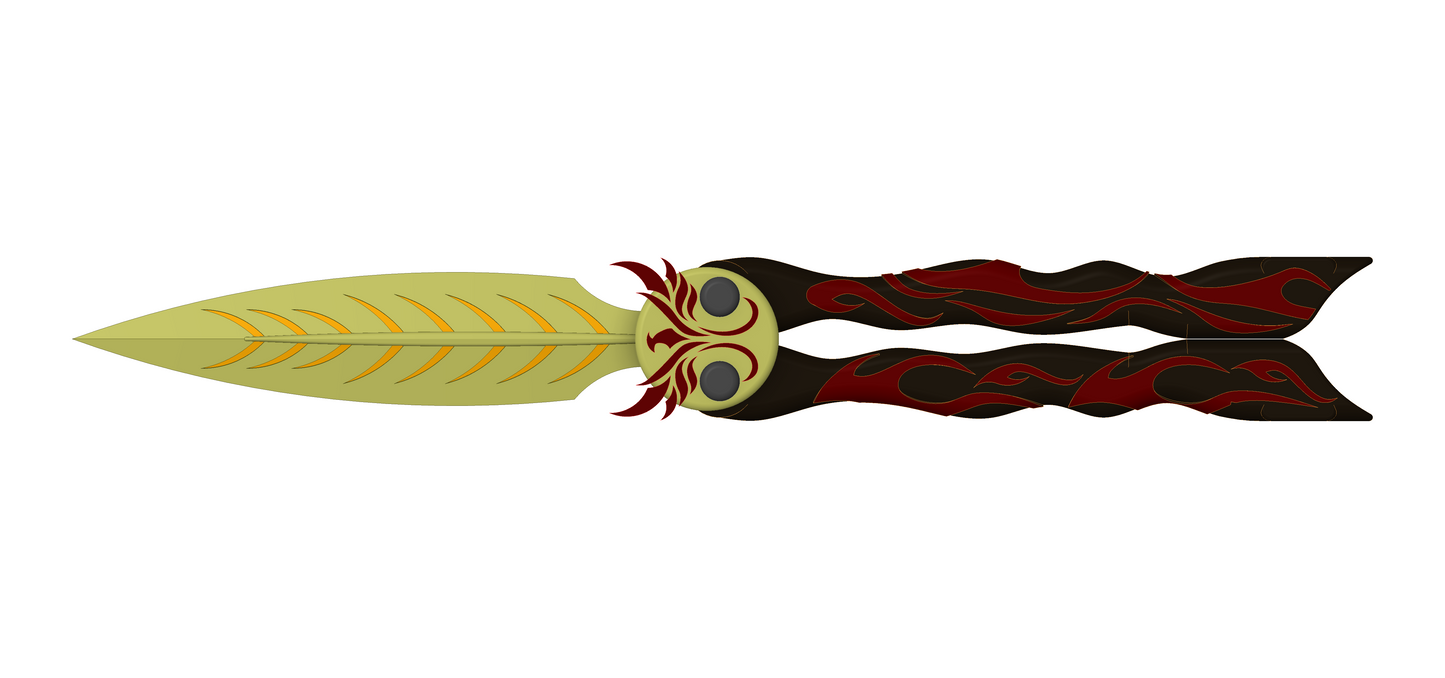 Phoenix Themed Butterfly Knife/Balisong Knife Props | The Dragon Prince Inspired | Functional Design with moving parts | By Collins Creations 3D