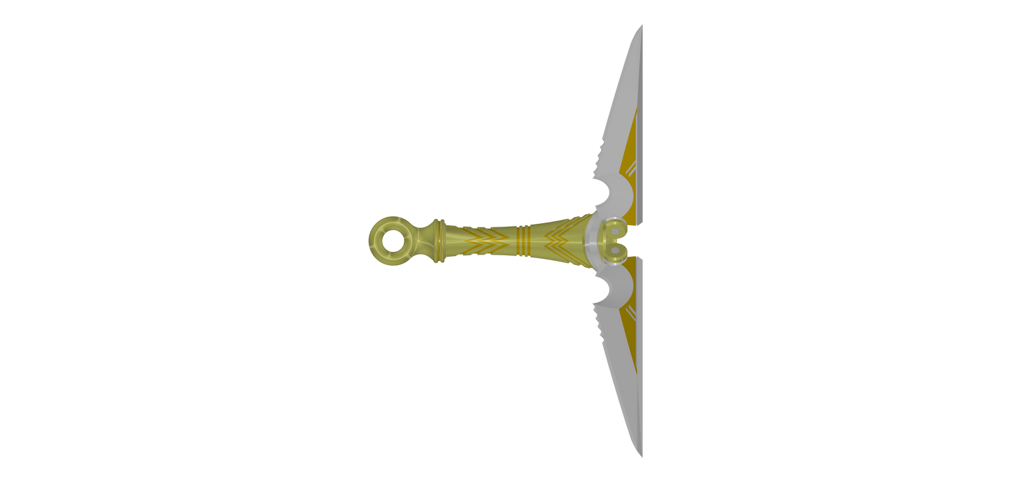 Mortal Kombat 2 Scorpion Splitting Kunai | Available With Matching Wrist Mount & Matching Display Plinth | By Collins Creations 3D