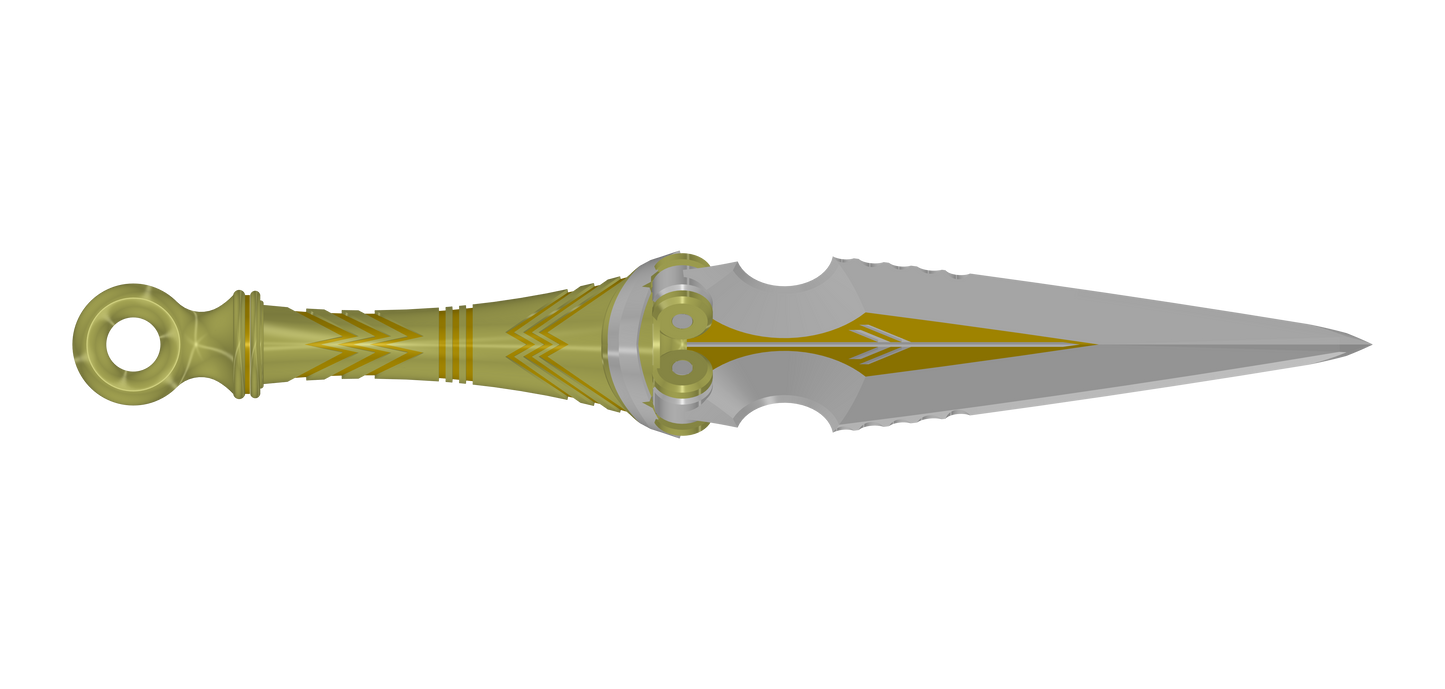 Mortal Kombat 2 Scorpion Splitting Kunai | Available With Matching Wrist Mount & Matching Display Plinth | By Collins Creations 3D