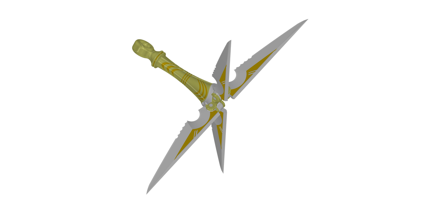Mortal Kombat 2 Scorpion Splitting Kunai | Available With Matching Wrist Mount & Matching Display Plinth | By Collins Creations 3D