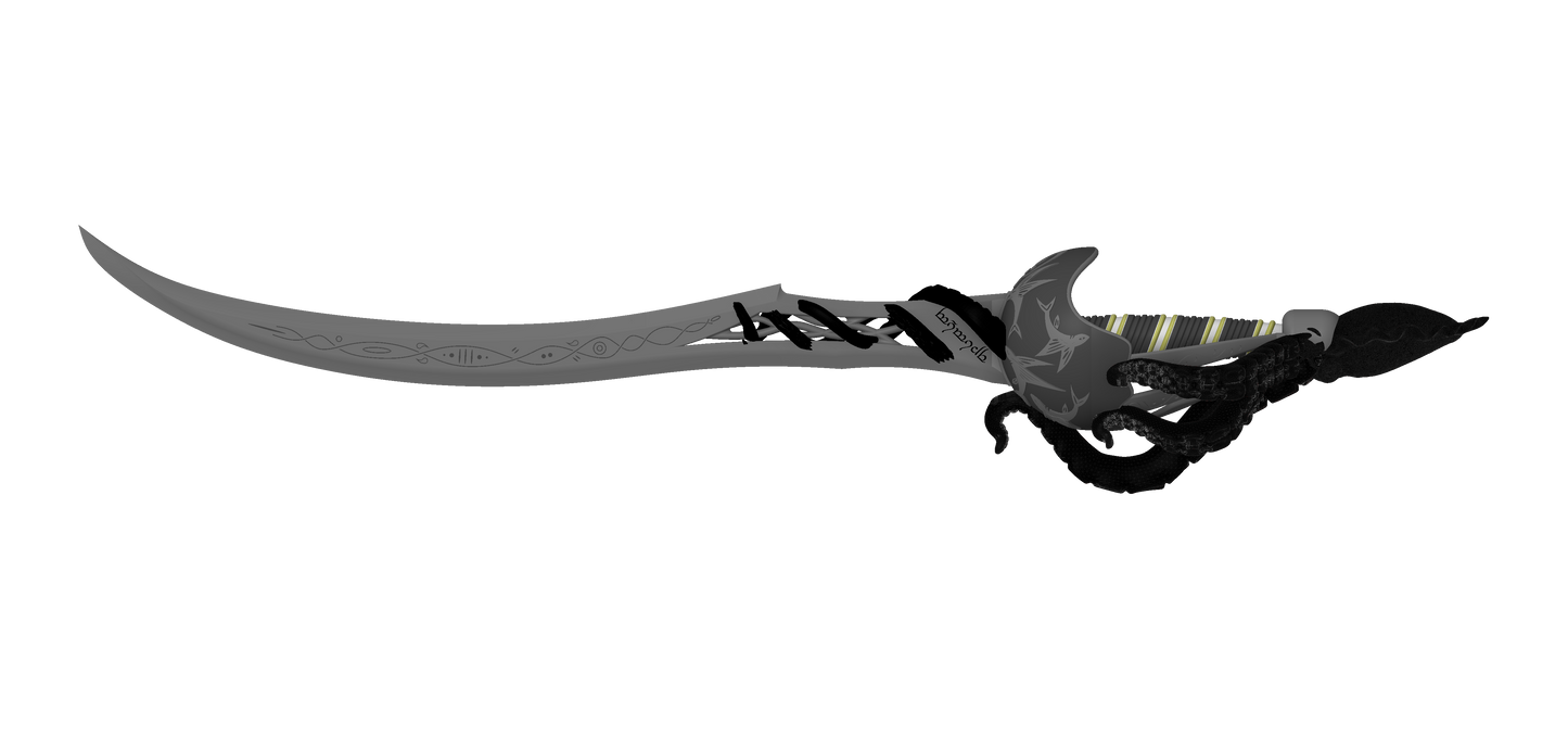 Elven Style Pirate Octopus Cutlass | Octopus Scimitar | Giant Squid Flying Fish Design | By CC3D