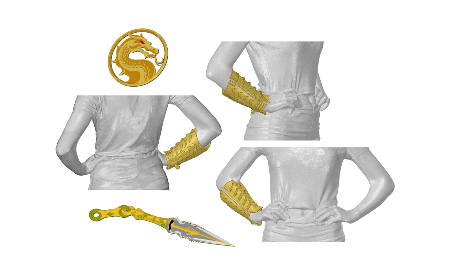 Mortal Kombat 2 Scorpion Splitting Kunai | Available With Matching Wrist Mount & Matching Display Plinth | By Collins Creations 3D