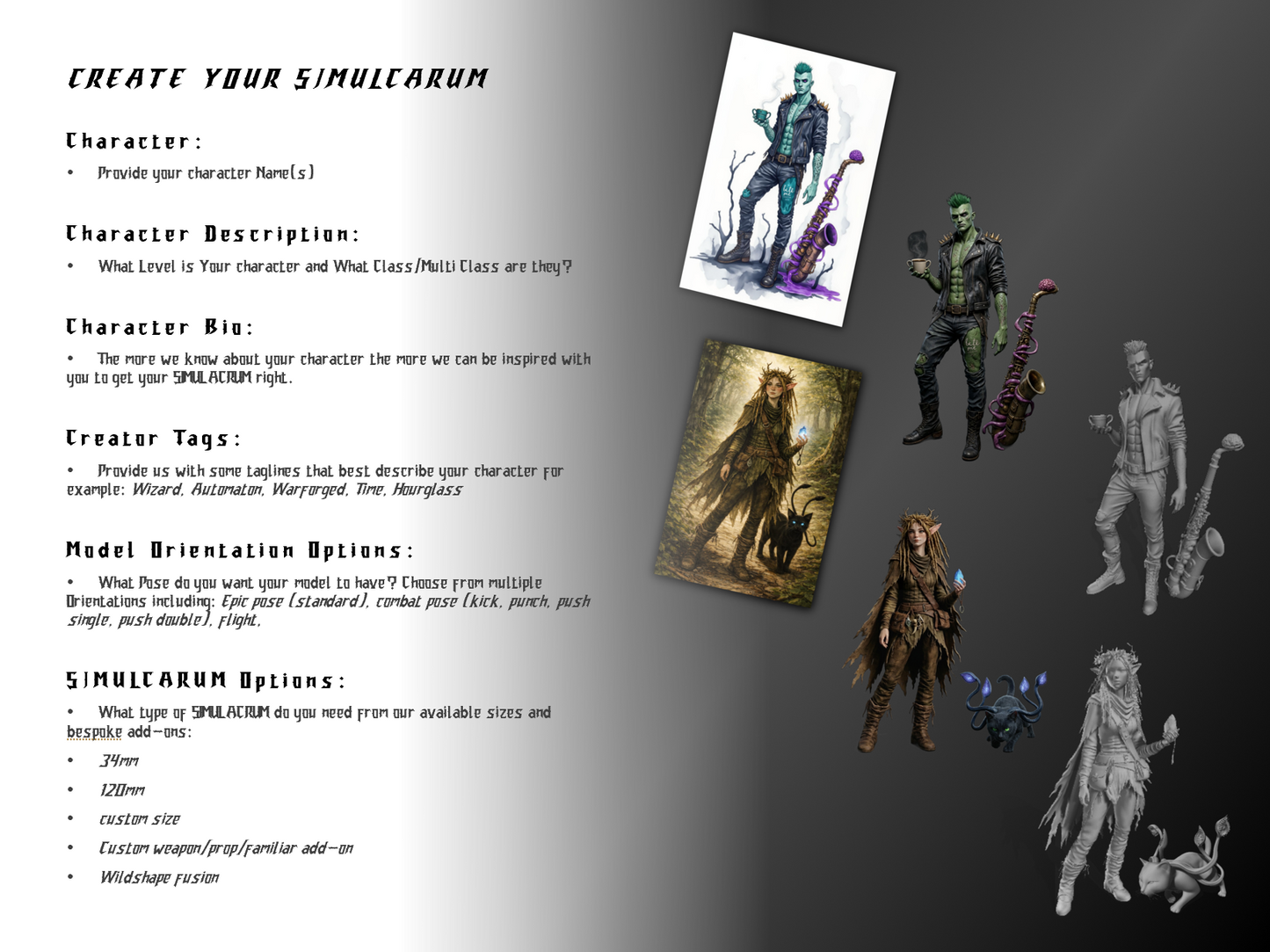SIMULACRUM Character Creator Form (FREE Digital Download)