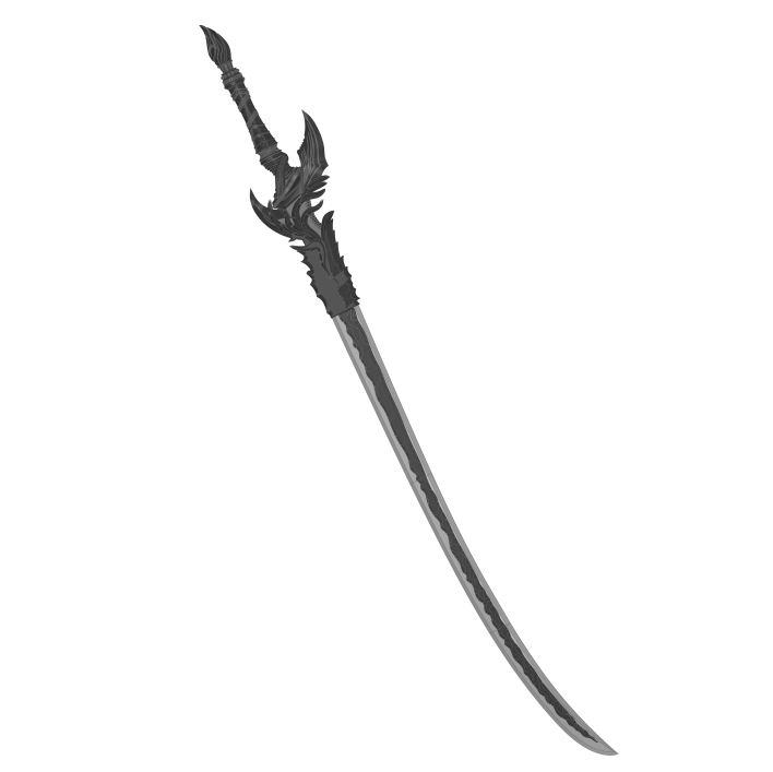 Decorative sword with a detailed hilt on a white background