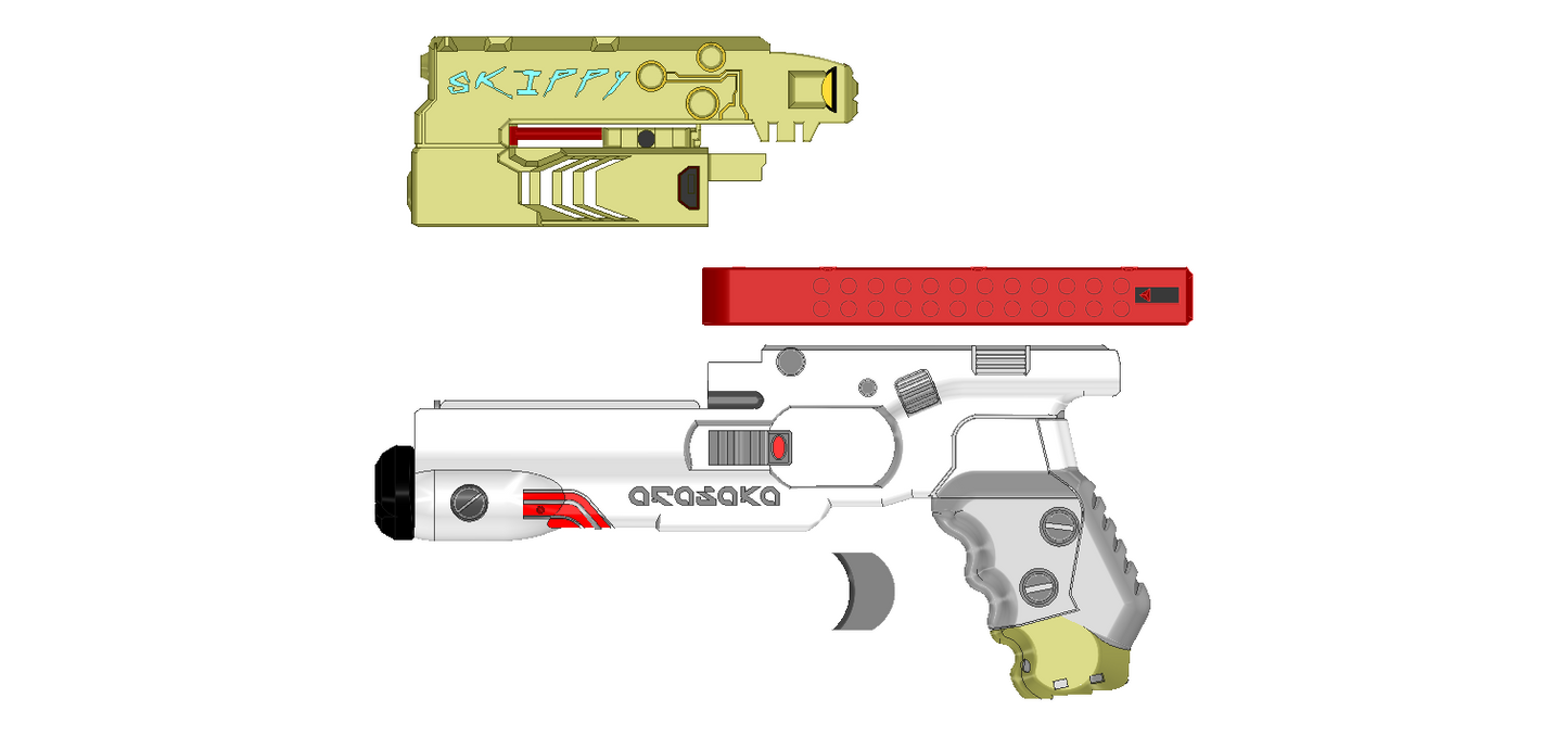 SkIPpY The Cyberpunk 2077 AI Hand Gun Prop | Internal Electronics, Display Plinth and Mini Skippy Available | By Collins Creations 3D